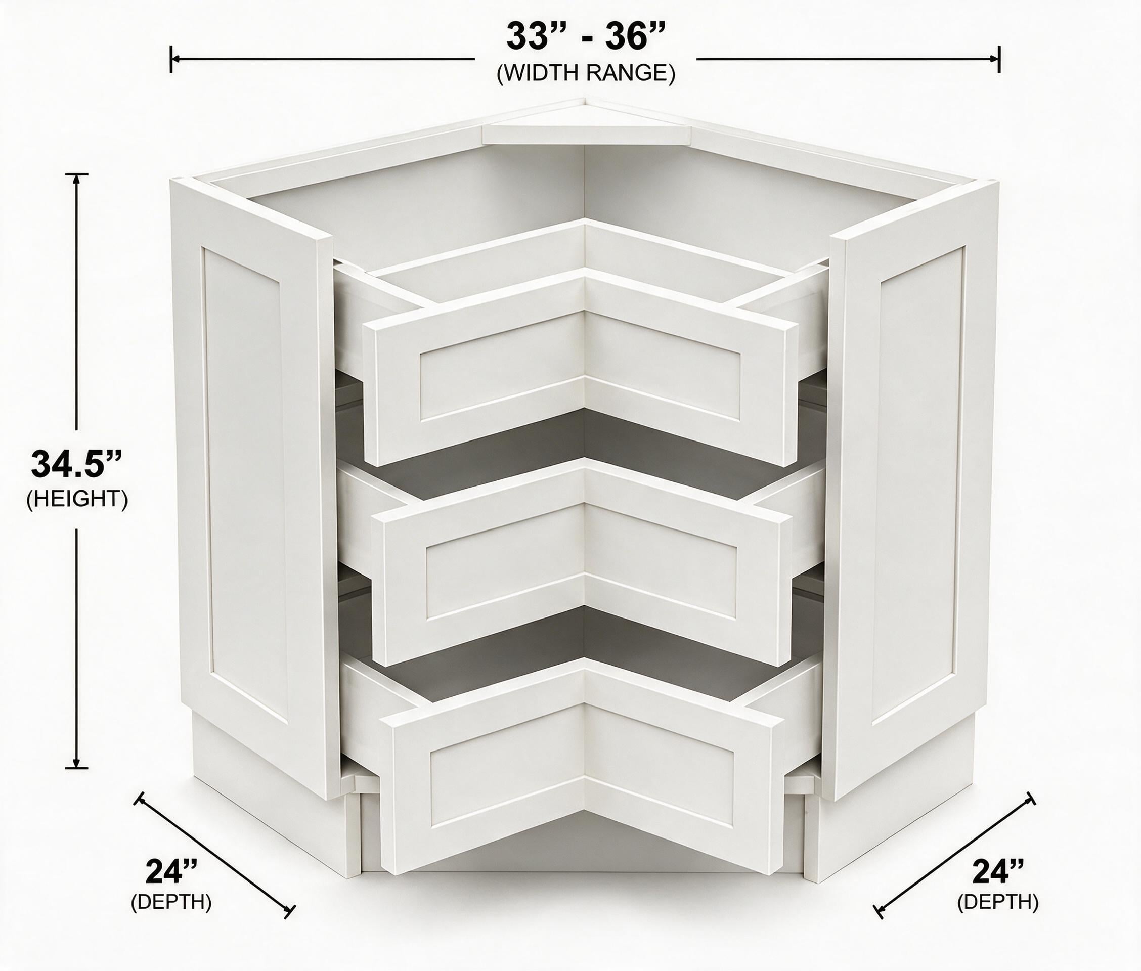 White Shaker - Lazy Susan Drawer BLSD33A+B