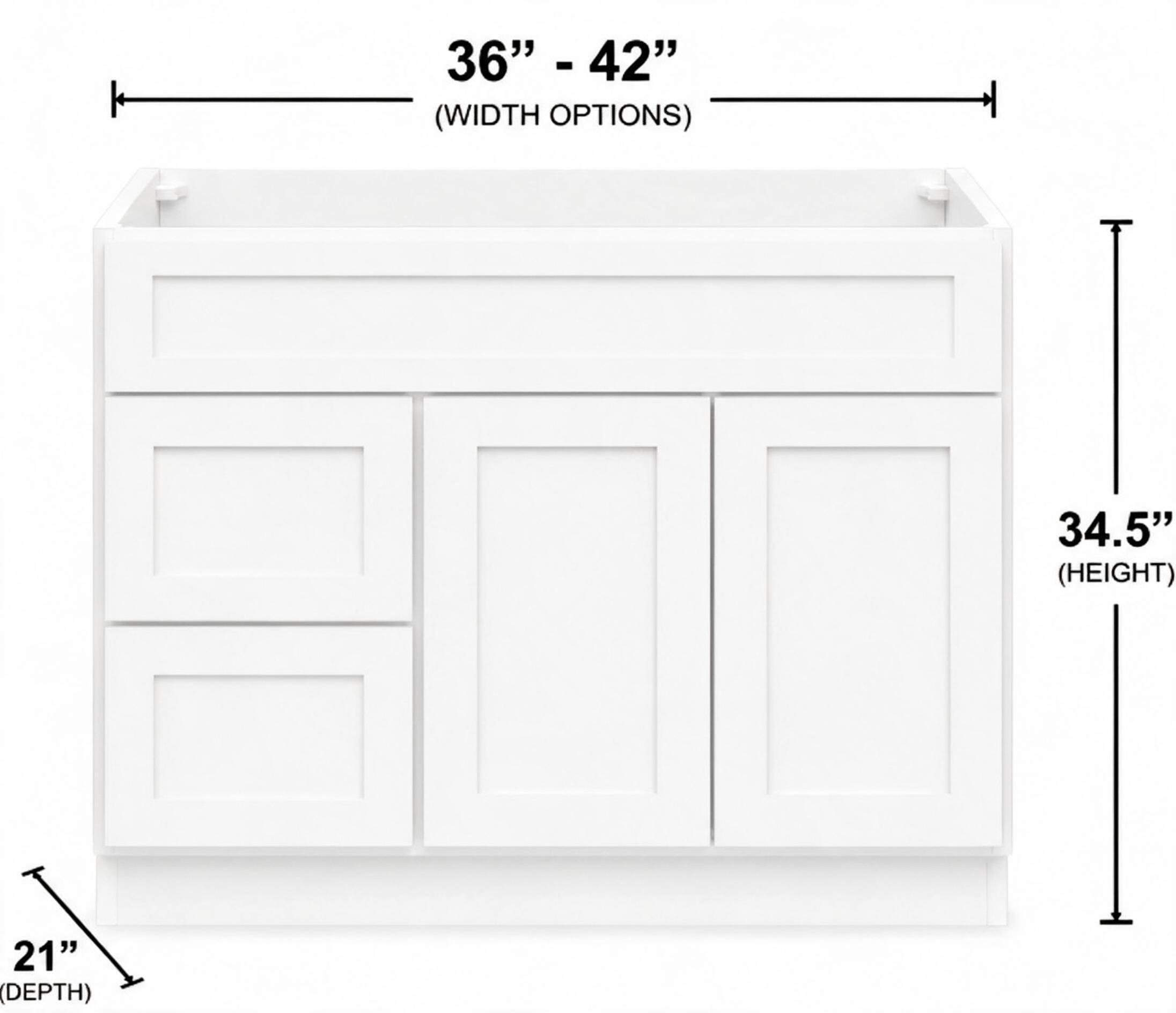 White Shaker - Vanity Combo (21"Depth) VC36L (Drawer on the Left)