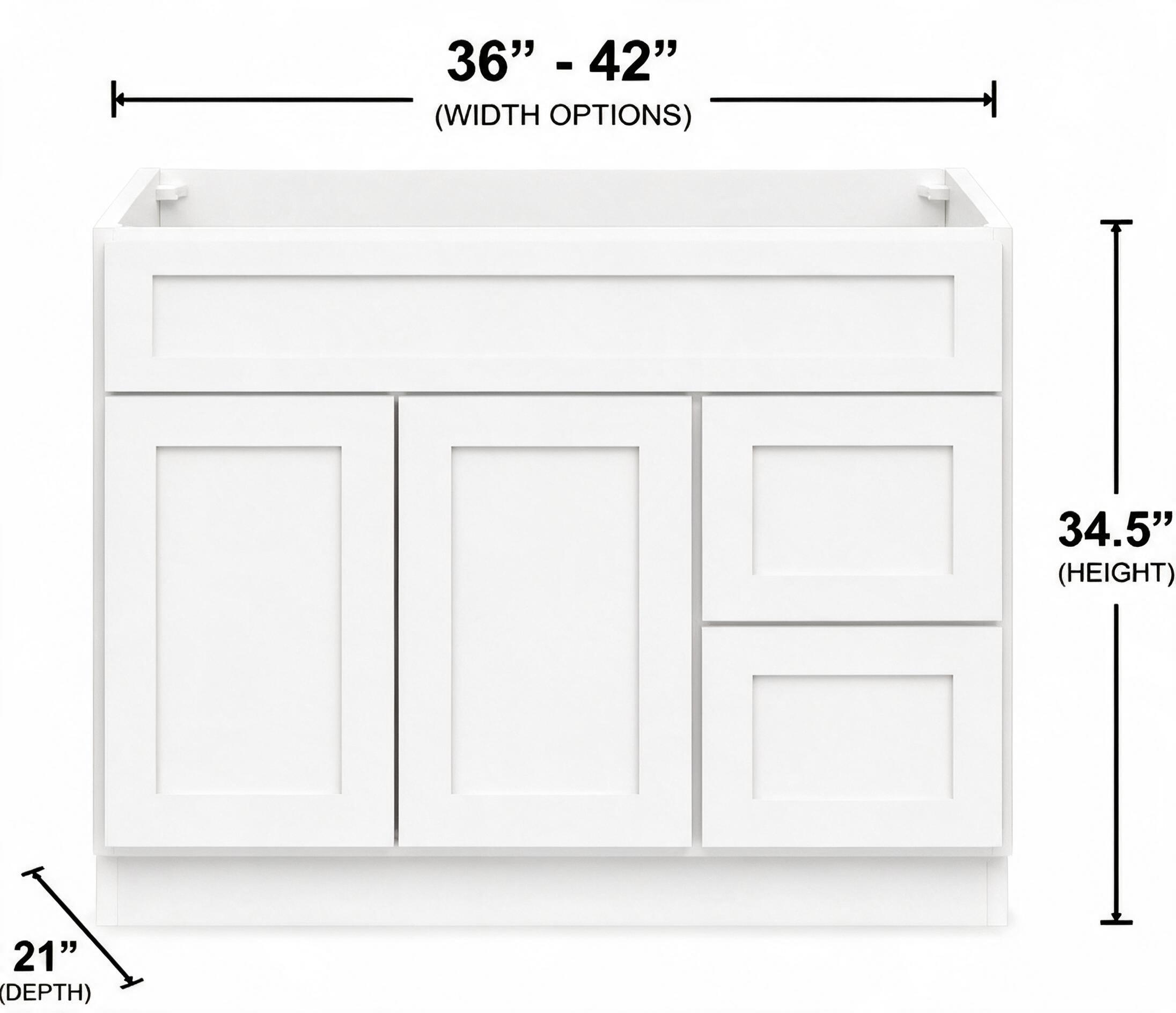 White Shaker - Vanity Combo (21"Depth) VC36R (Drawer on the Right)