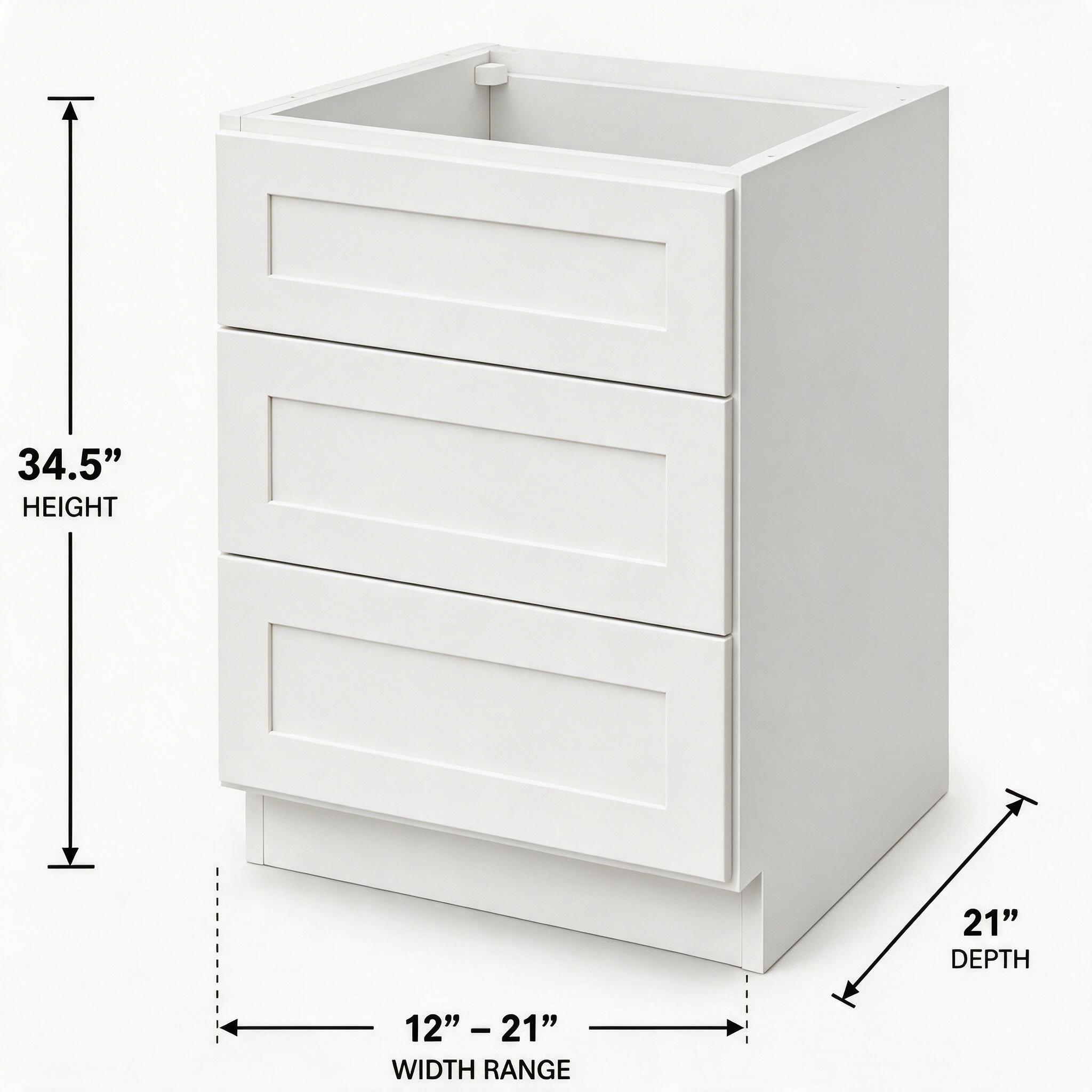 White Shaker - Vanity Drawer Base (21"Depth) VDB12