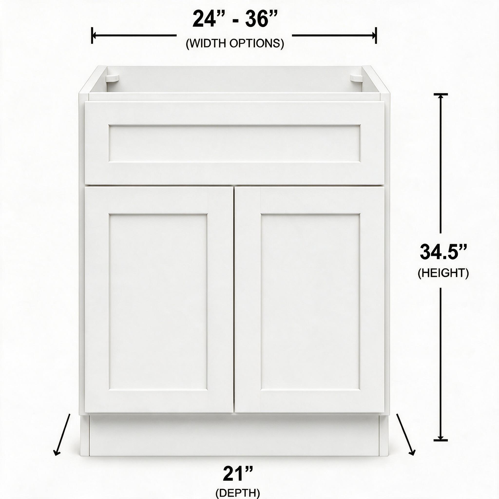 White Shaker - Vanity Sink Base (21"Depth) VSB24