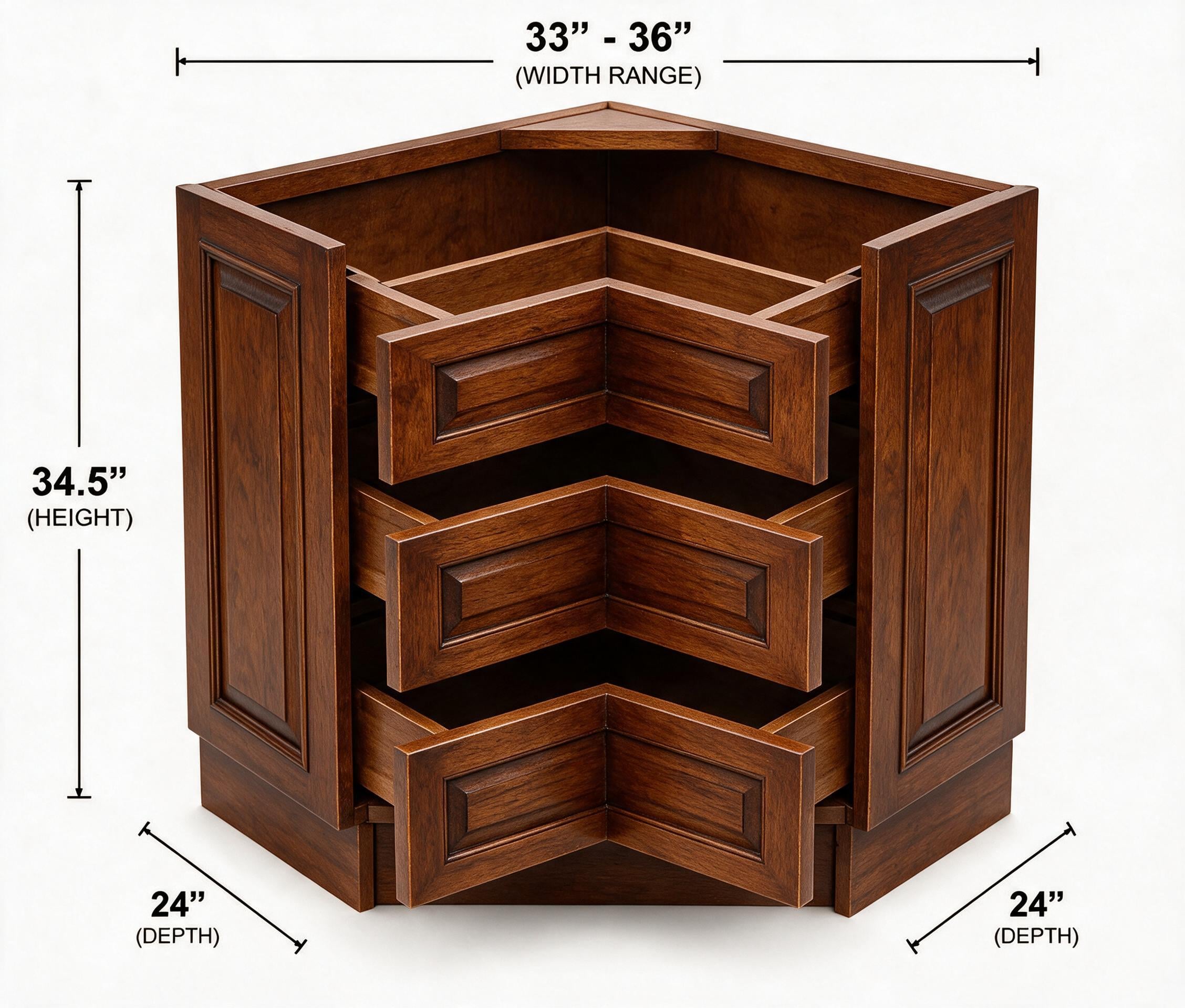 Dark Caramel - Lazy Susan Drawer BLSD36A+B