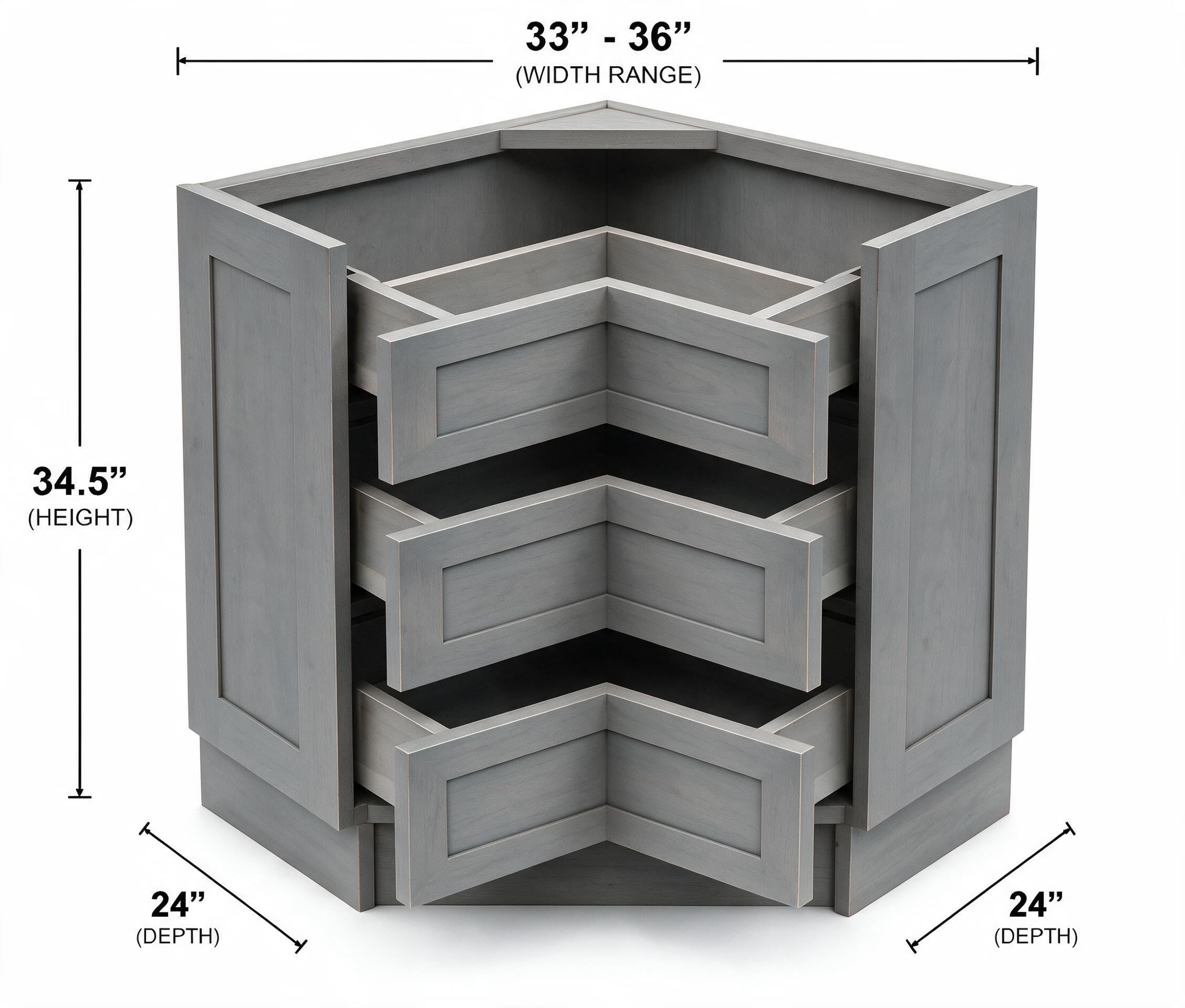 Gray Shaker - Lazy Susan Drawer BLSD33A+B