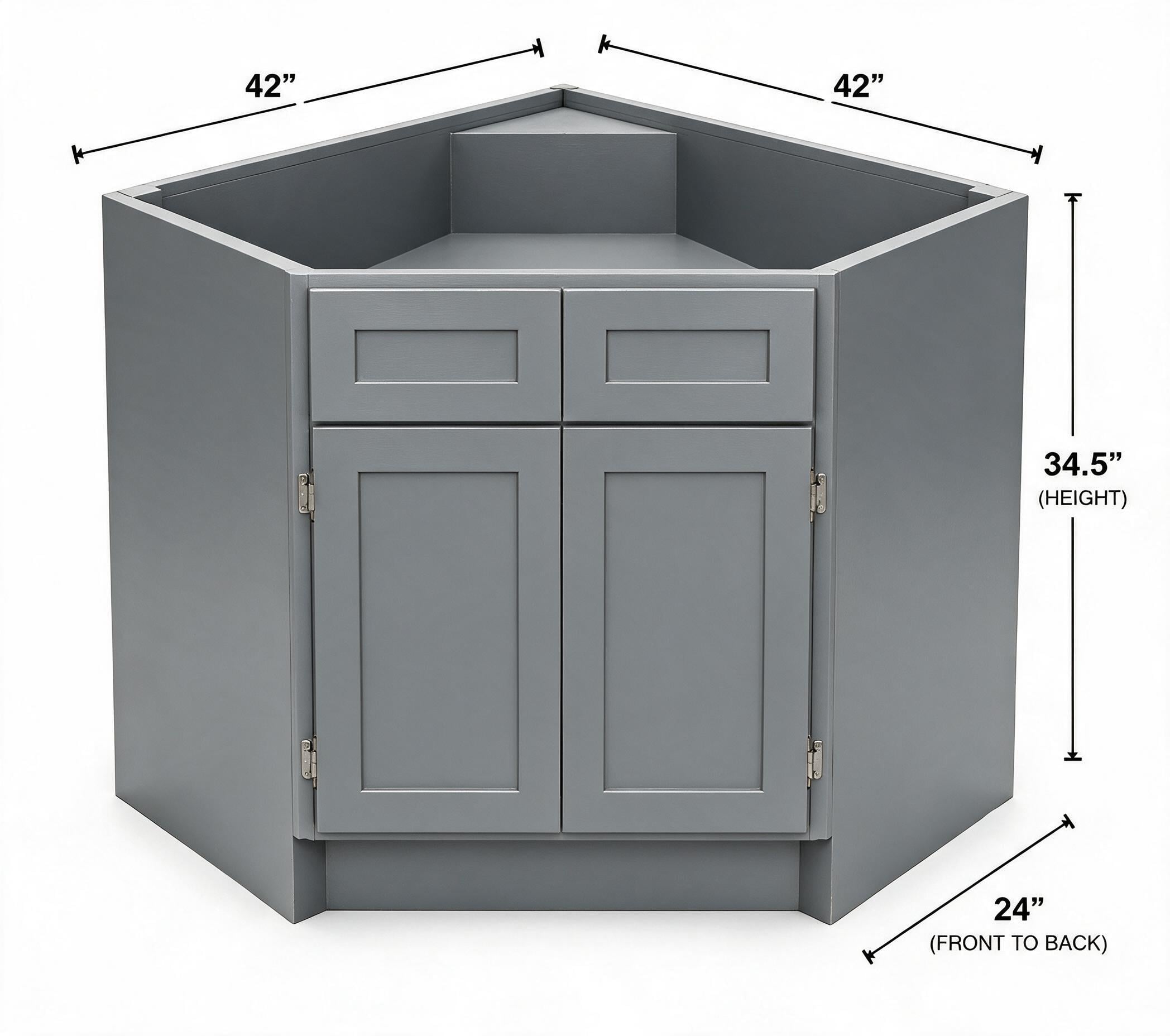 Gray Shaker - Corner Sink Base CSB42 (SBA42)