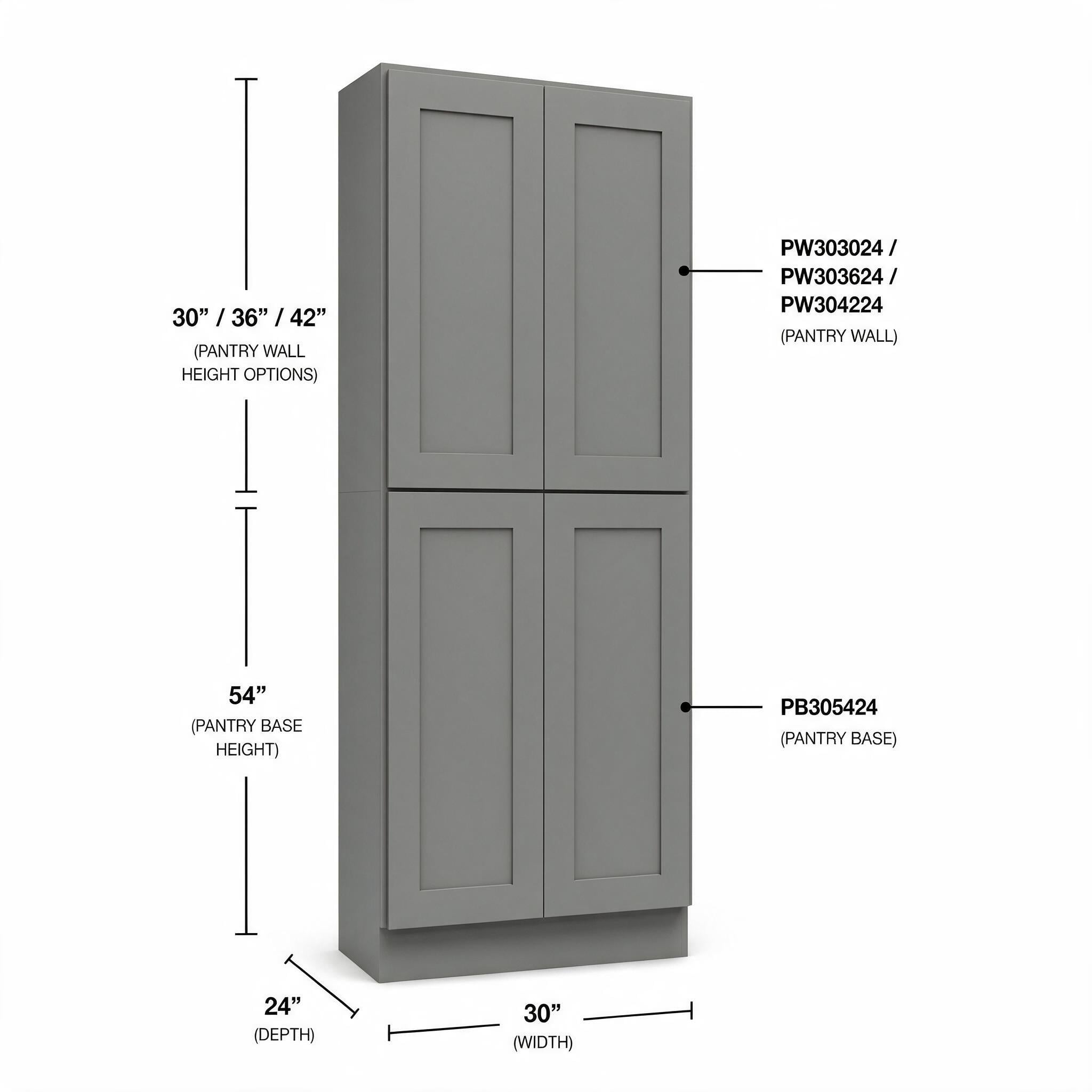 Gray Shaker - Pantry Base PB305424