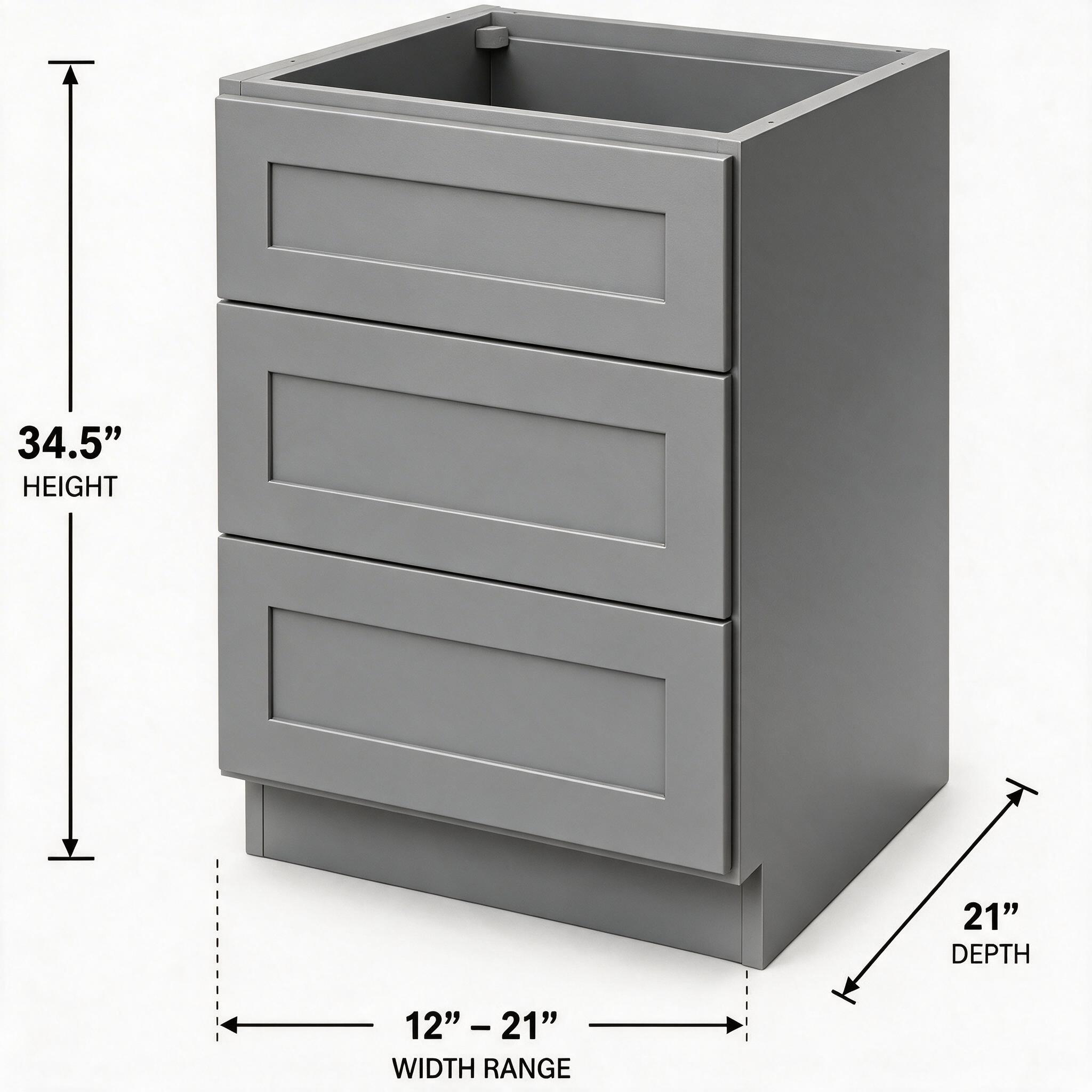 Gray Shaker - Vanity Drawer Base (21"Depth) VDB12