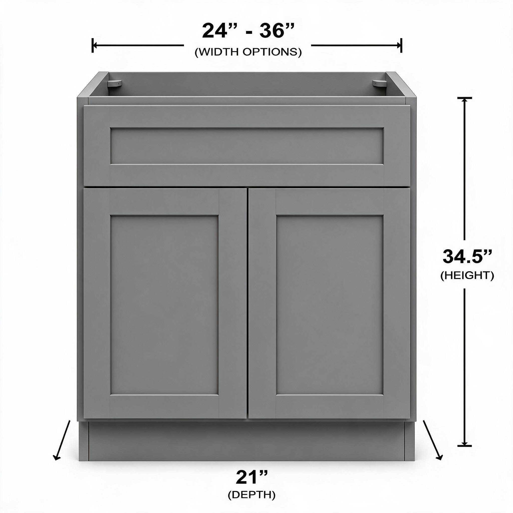 Gray Shaker - Vanity Sink Base (21"Depth) VSB24