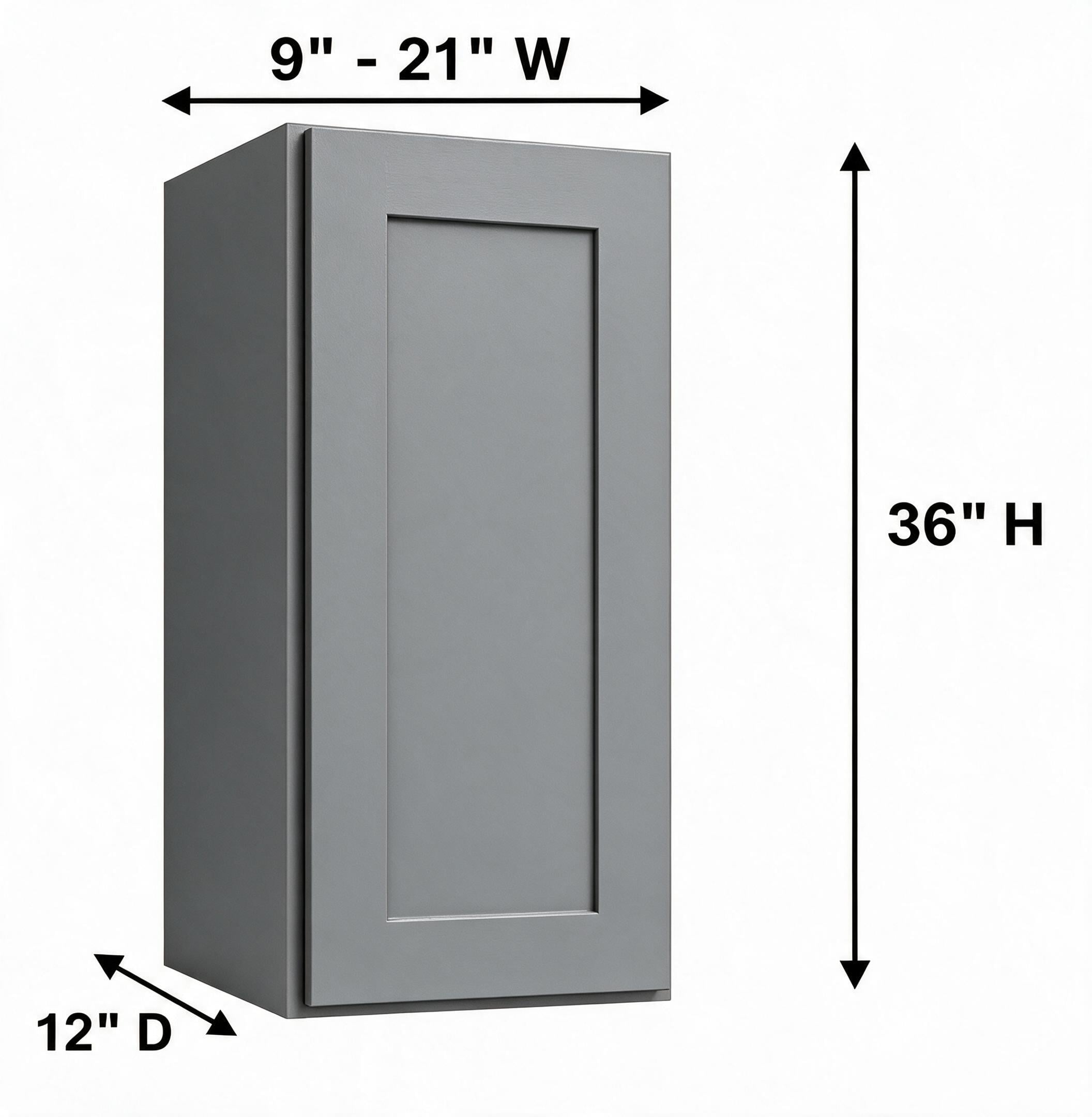 Gray Shaker - Wall End (12"Depth) WEC1236