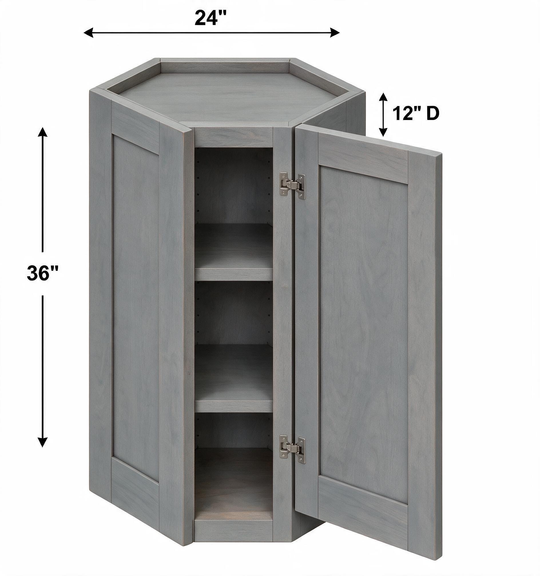 Gray Shaker - Wall Diagonal (12"Depth) WDC2436