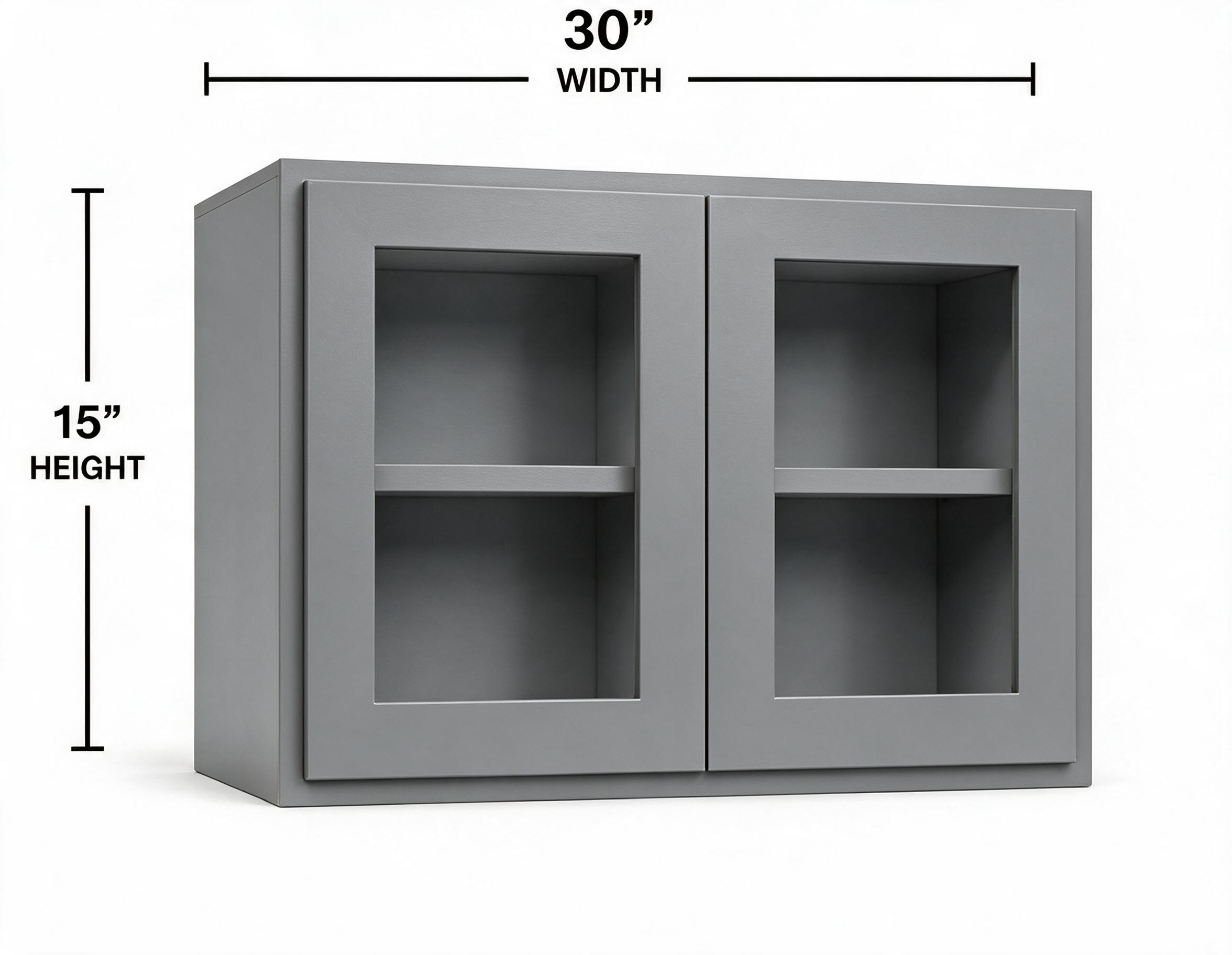 Gray Shaker - Wall Glass WG3015 (2 DOORS INCLUDED)