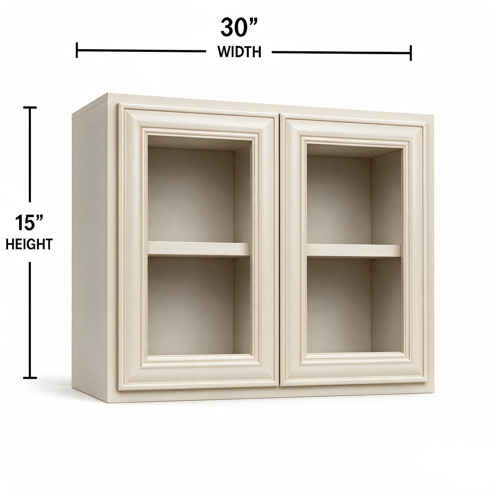 Antique White - Wall Glass WG3015 (2 DOORS INCLUDED)