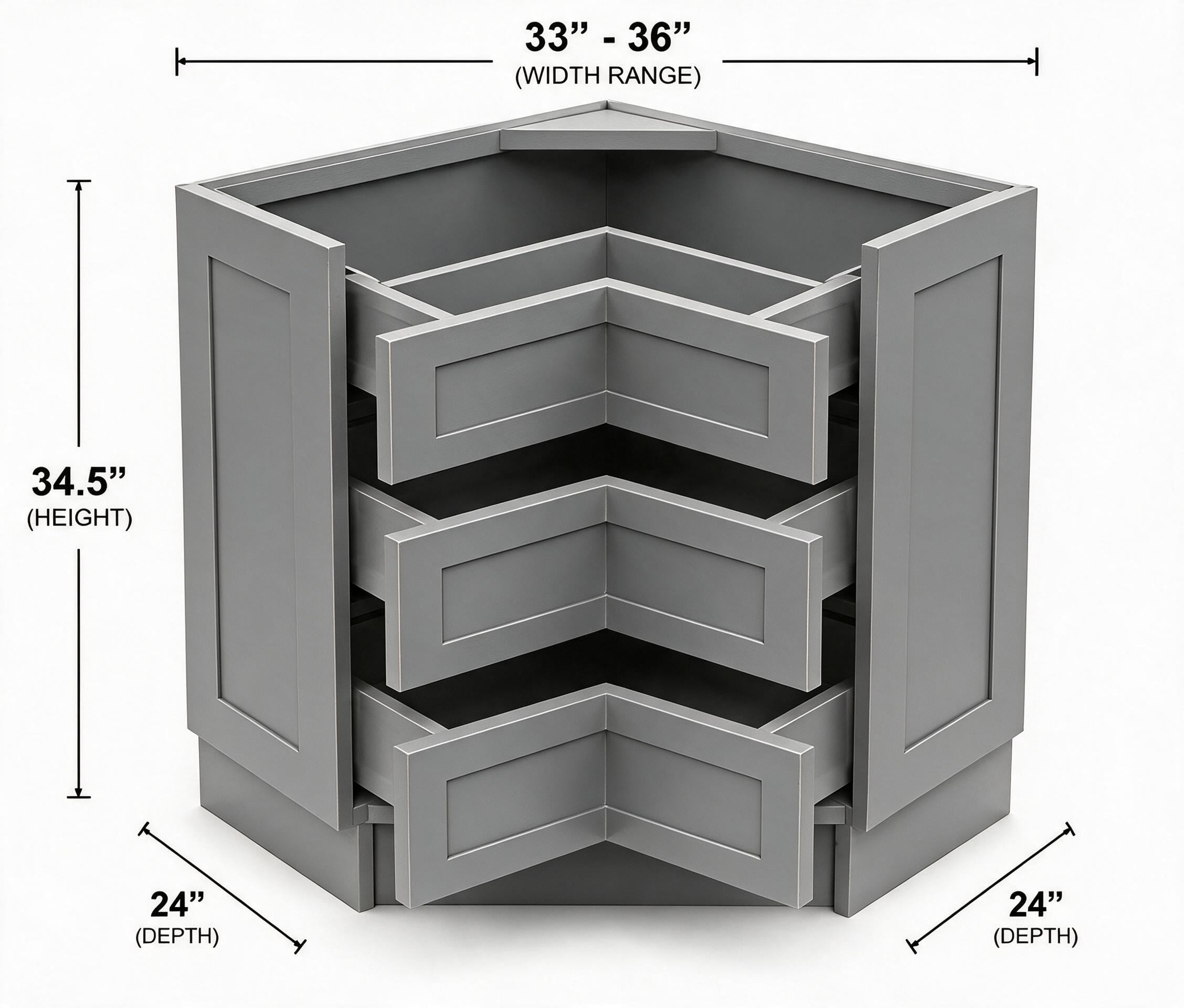 Smoky Gray - Lazy Susan Drawer BLSD33A+B
