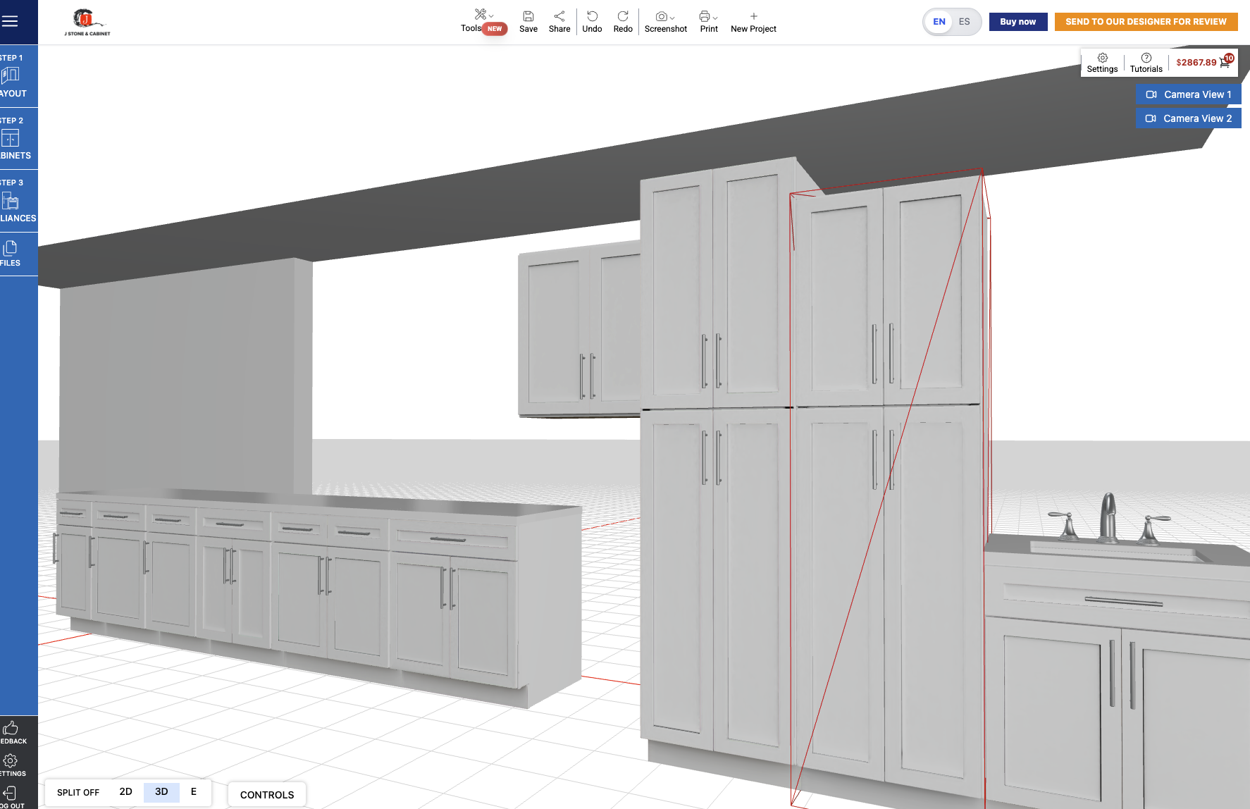Shop Cabinets 3D kitchen design builder interface