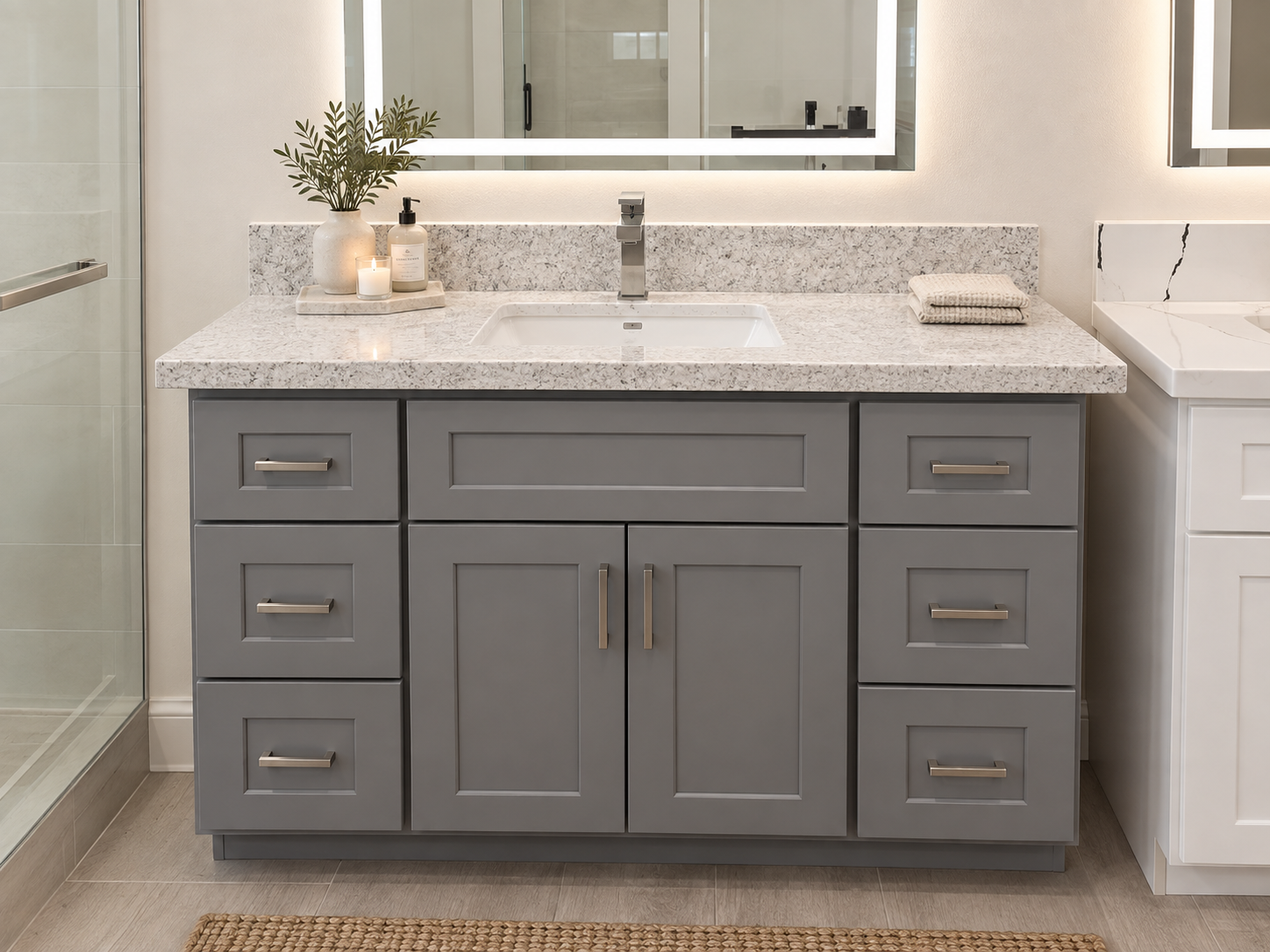 Gray Shaker - Vanity Combo (21"Depth) VC36L (Drawer on the Left)